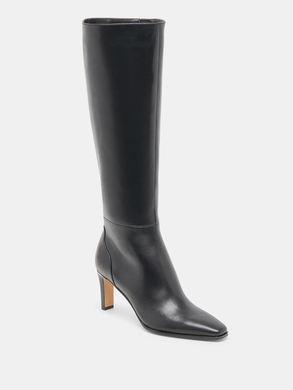 Dolce Vita Black Leather Knee-High Heel Boots
